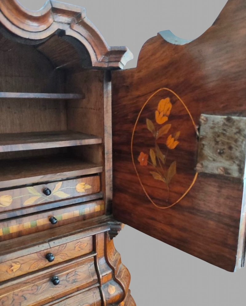 A Rare Apprentice Miniature Dutch Marquetry Cabinet Piece c1800